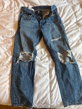 Levi's Dark Blue Straight Fit Ripped Jeans